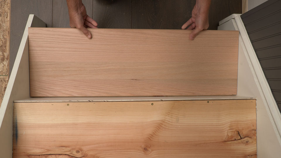 installing stair tread onto stairs